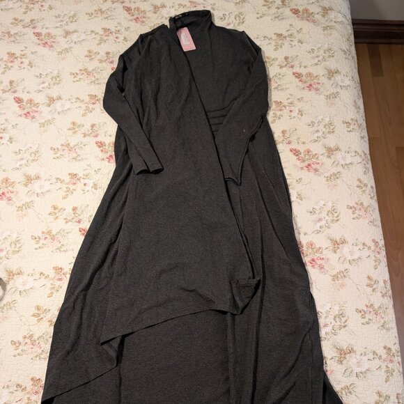 Micas Mock Neck Wrap Ruched Long Sleeve Slit Maxi Dress | XL - Picture 3 of 5